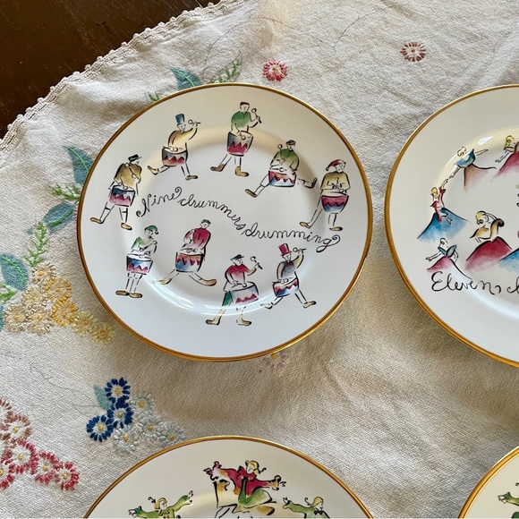 Vintage Rosanna Twelve Days of Christmas Dessert Plates. Made in Italy. - Picture 9 of 12
